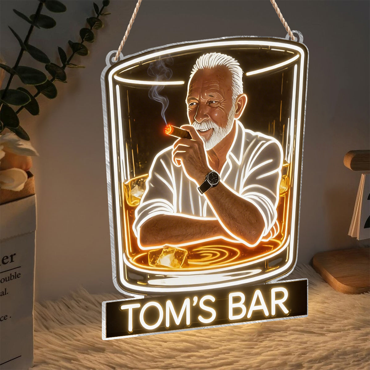 Personalized Whiskey Cigar Lounge LED Acrylic Sign Home Bar Decor Gift For Latina Men