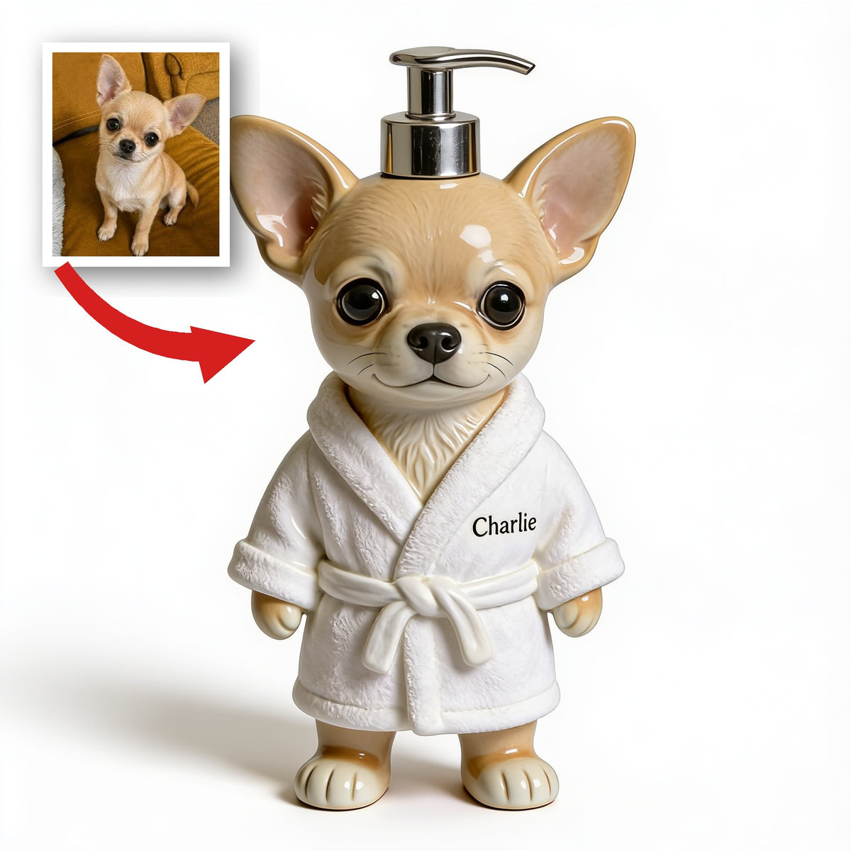 Personalized Small Chihuahua Soap Dispenser Pet Lover Bathroom Decor