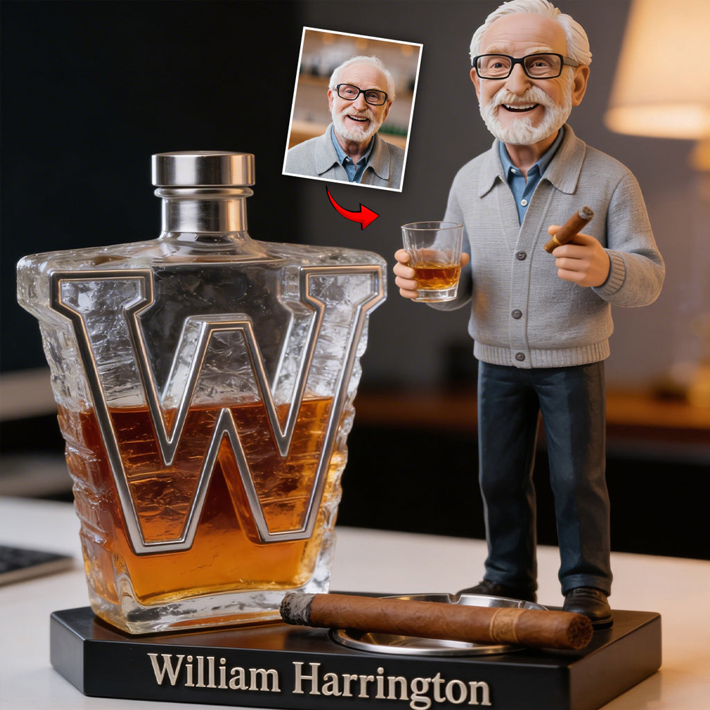 Custom Photo Adult Latina Man Whiskey Cigar Shaped Acrylic Plaque, Whiskey Lover Gift