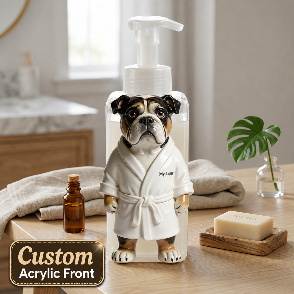 Personalized Black and Tan Dachshund Bathrobe Soap Dispenser Dog Lover Gift