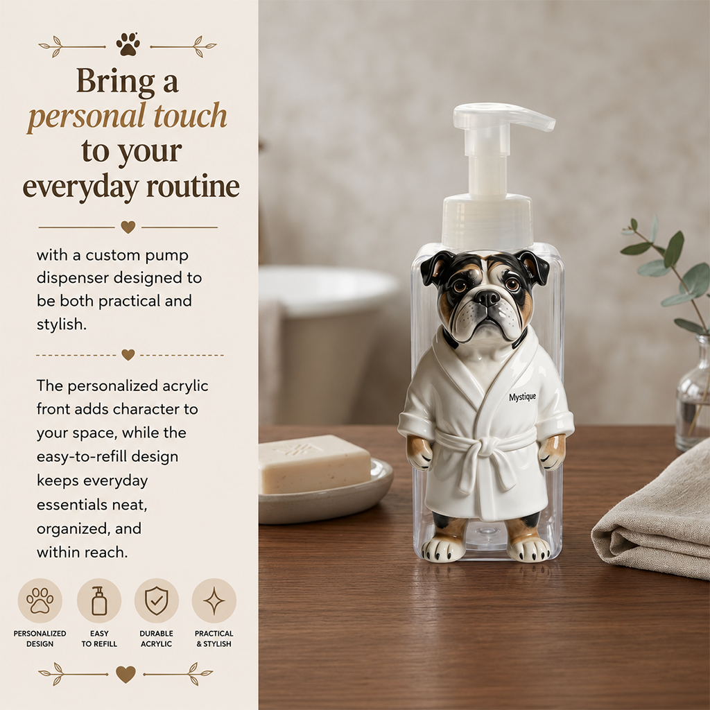 Personalized Japanese Shiba Inu Soap Dispenser Cute Pet Bathroom Decor Gift