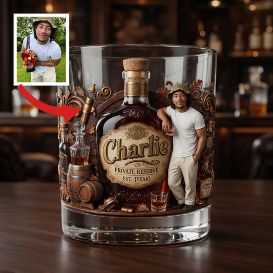 Personalized Casual Man Whiskey Glass Bourbon Lover Gift