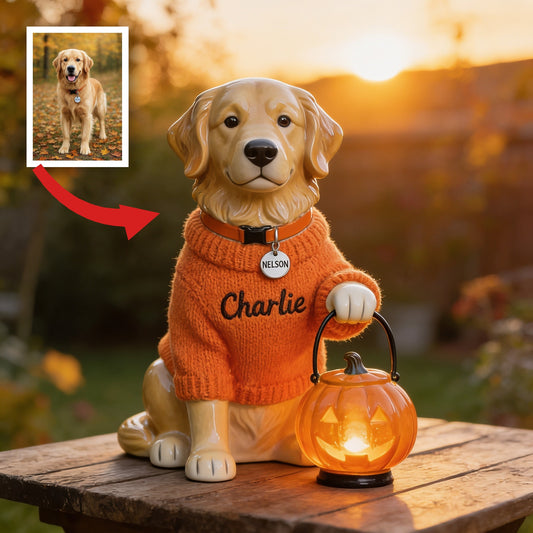 Personalized Fall Golden Retriever Solar Acrylic Light Outdoor Garden Decor