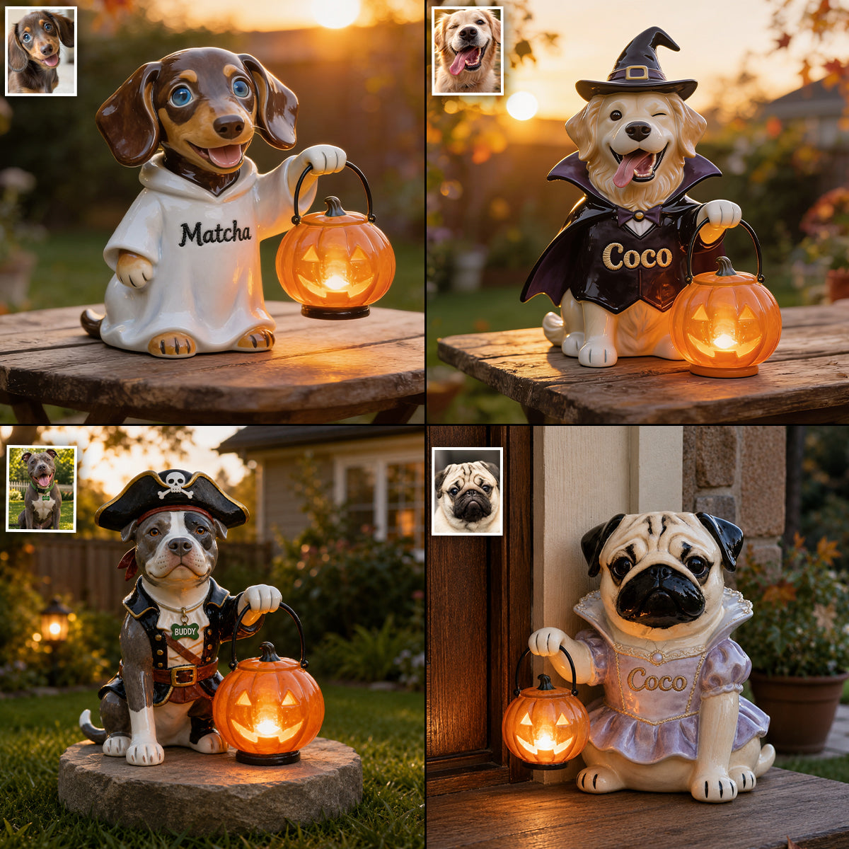 Personalized Halloween Dalmatian Puppy Solar Acrylic Light Garden Decor