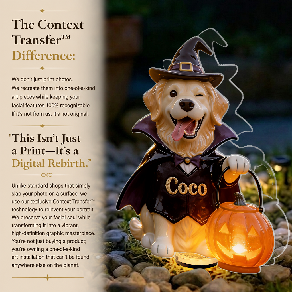 Personalized Fall Golden Retriever Solar Acrylic Light Outdoor Garden Decor