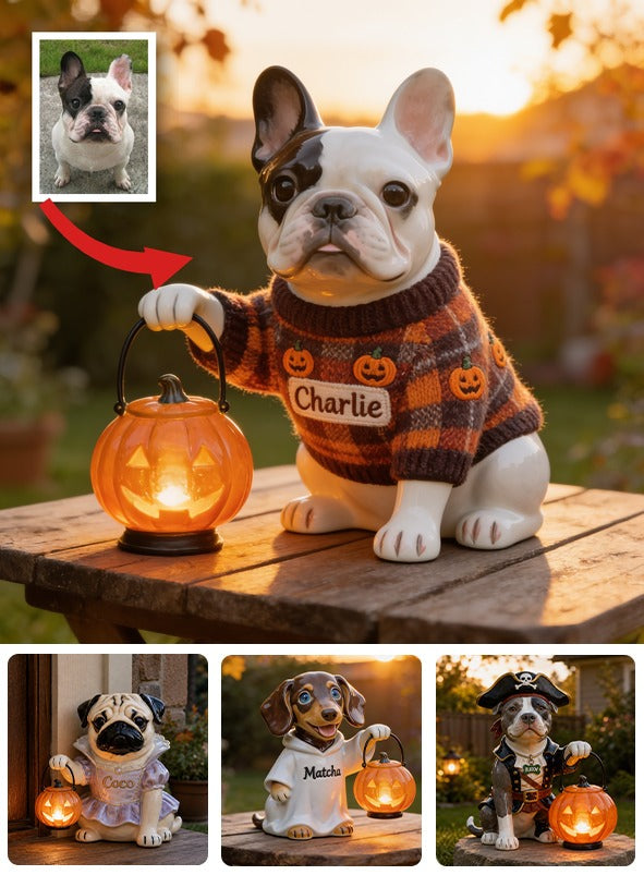 Personalized Fall French Bulldog Solar Acrylic Light Garden Decor