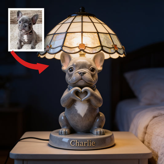 Personalized Gray French Bulldog Acrylic LED Night Light Pet Lover Gift