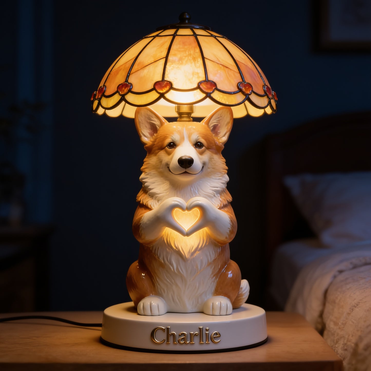 Personalized Welsh Corgi LED Table Lamp Pet Lover Home Decor Gift
