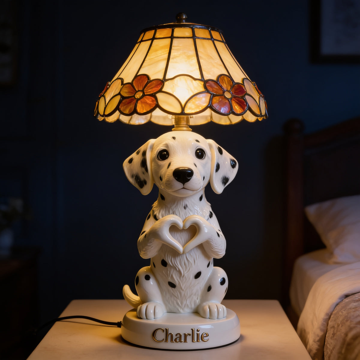 Personalized Spotted Dalmatian Puppy LED Night Light Pet Lover Home Decor Gift