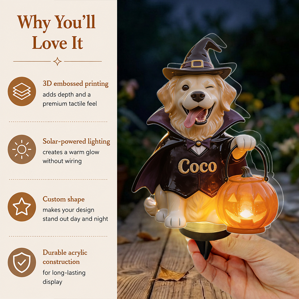Personalized Fall Welsh Corgi Solar Acrylic Light Garden Decor