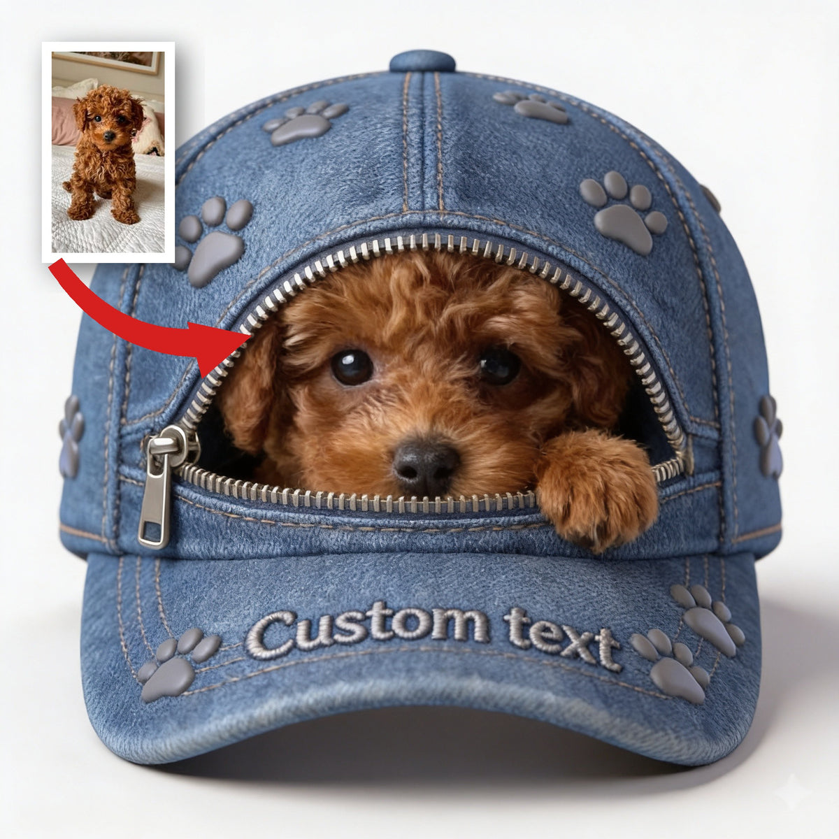 Custom Photo Curly Brown Poodle Puppy Classic Cap Dog Lover Gift