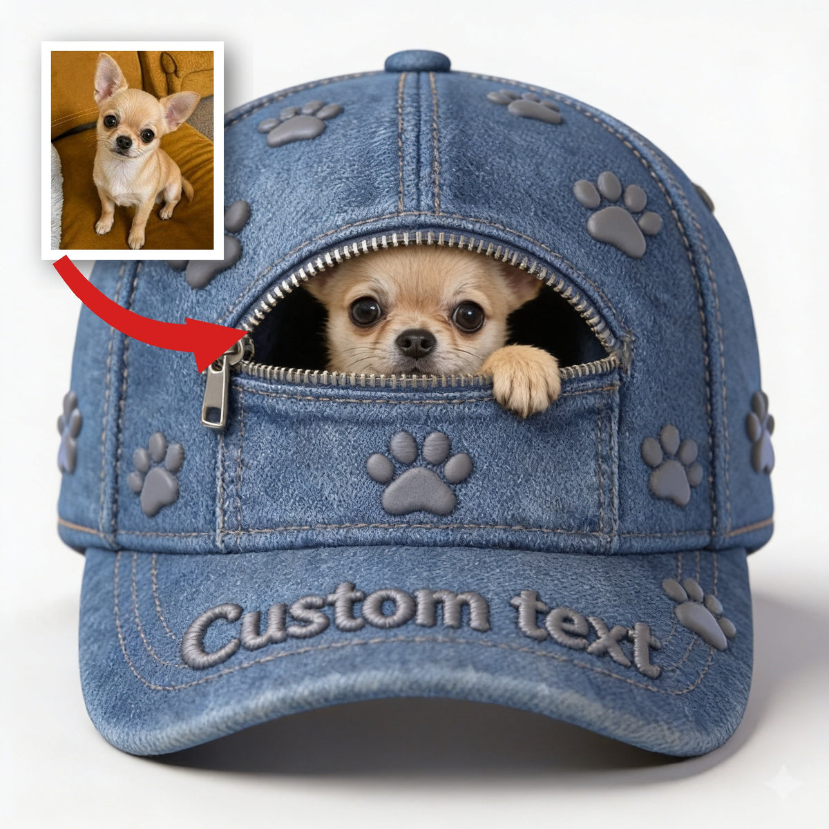 Custom Photo Tiny Chihuahua Puppy Classic Cap Dog Lover Gift