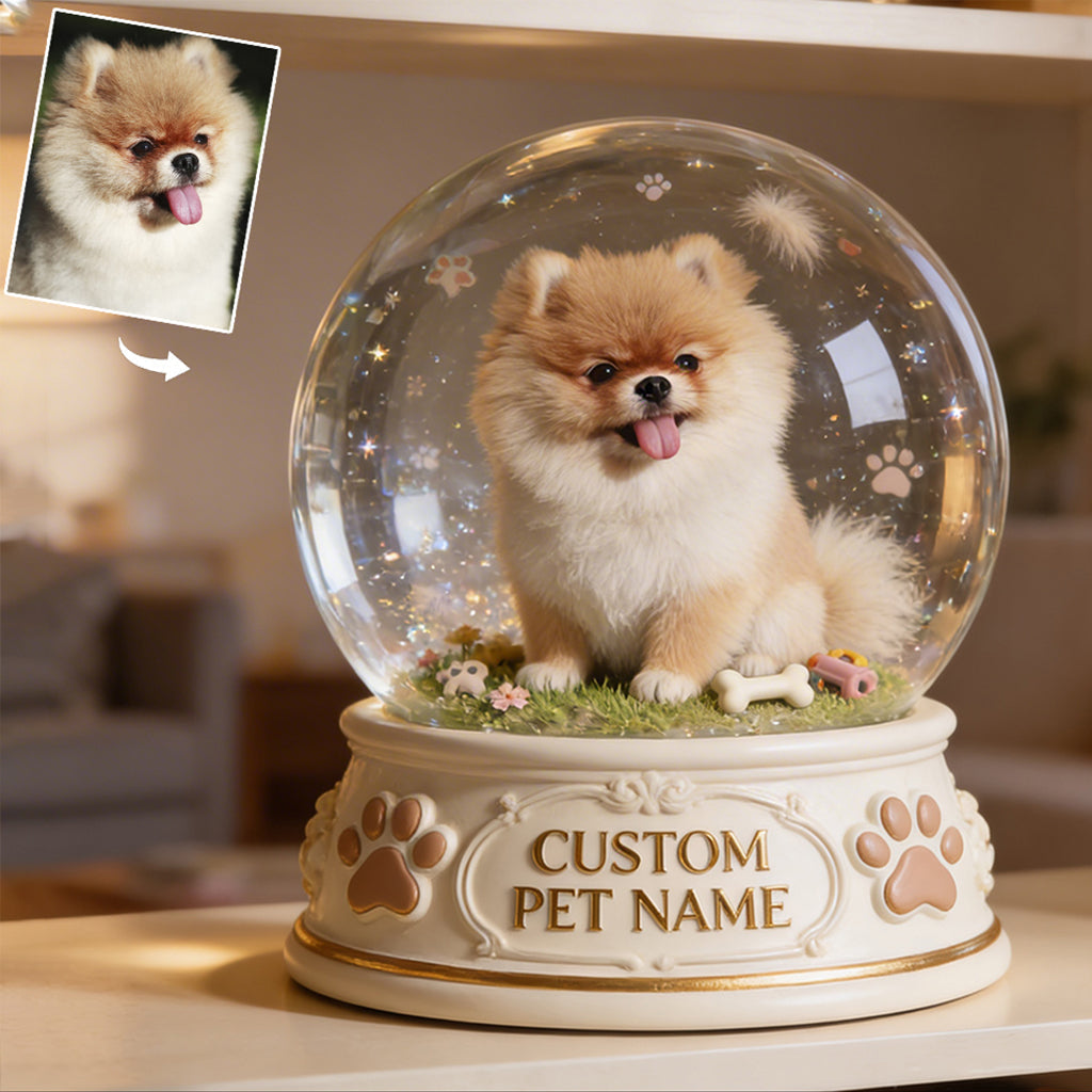 Personalized Blue Eyed Siberian Husky Acrylic Snow Globe Table Decor Dog Gift