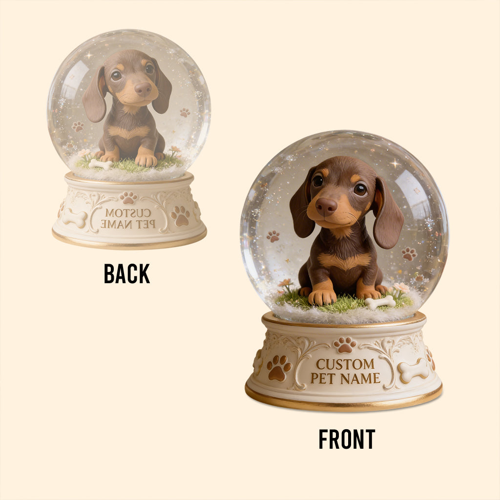 Personalized Short Legged Dachshund Puppy Snow Globe Table Decor Pet Lover Gift