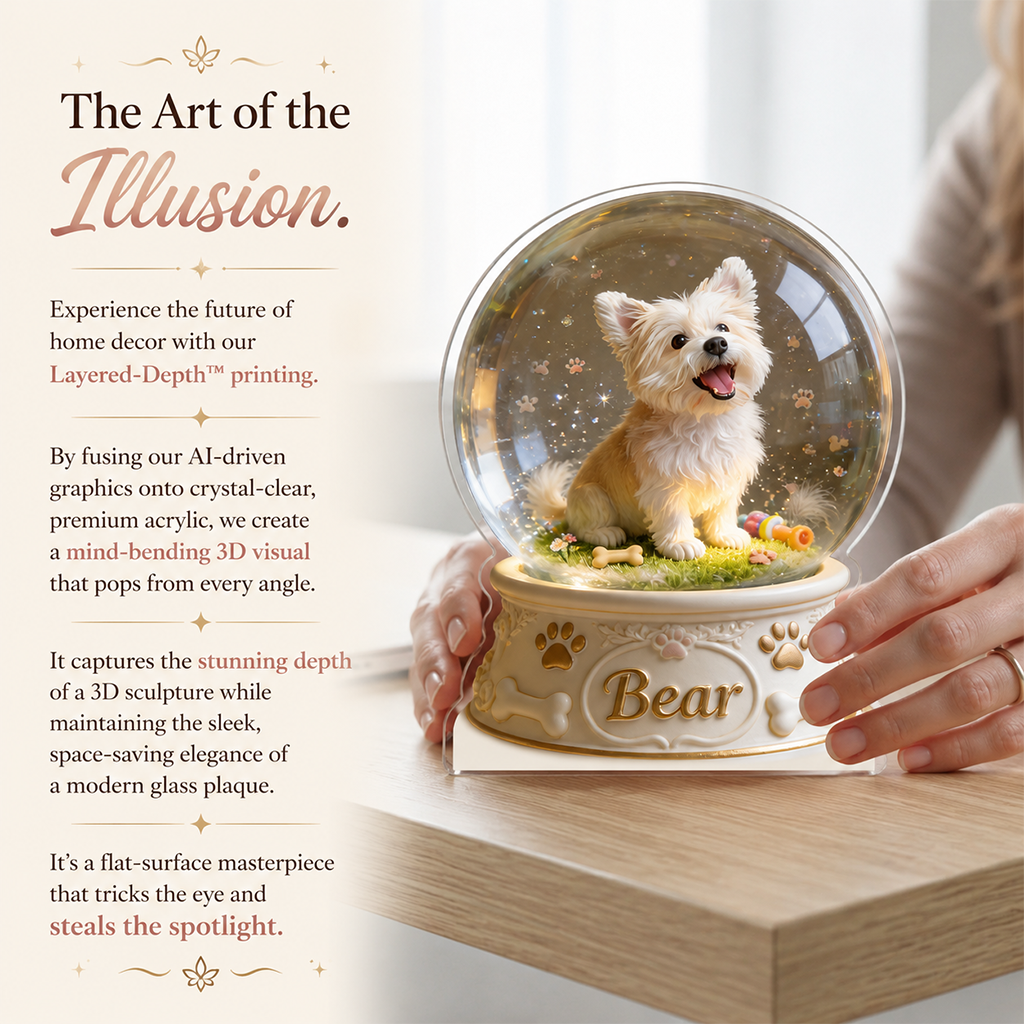 Personalized Fawn Chihuahua Snow Globe Acrylic Table Decor, Pet Lover Gift