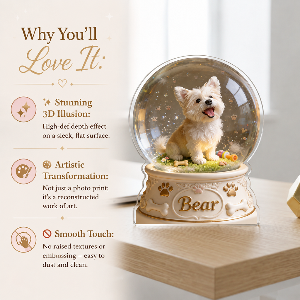 Personalized Blue Eyed Siberian Husky Acrylic Snow Globe Table Decor Dog Gift