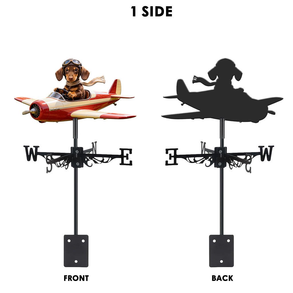 Custom Photo Fluffy Pomeranian Pilot Weather Vane Pet Lover Garden Decor