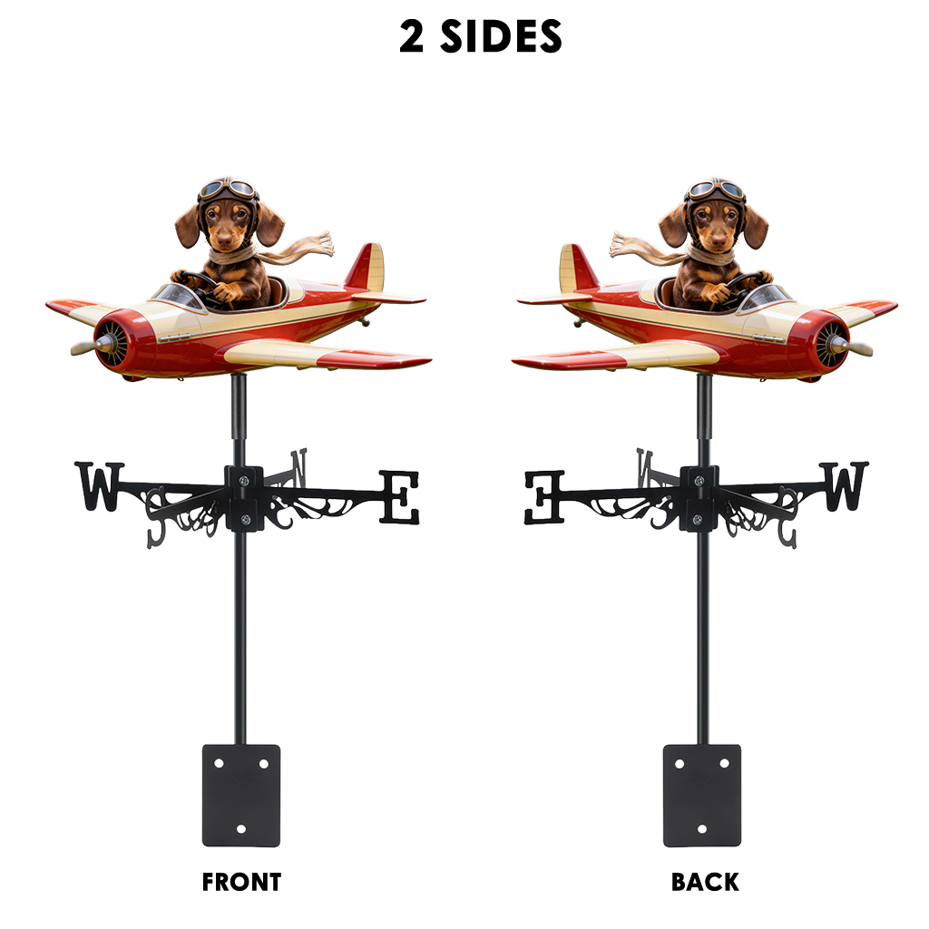 Custom Photo Golden Retriever Pilot Airplane Weather Vane, Garden Pet Lover Gift