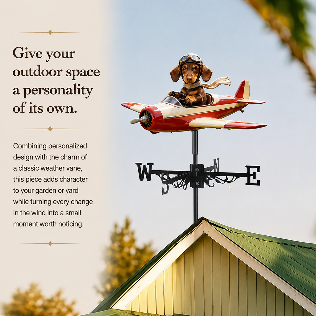 Custom Photo Cute Chihuahua Pilot Weather Vane, Garden Pet Lover Gift