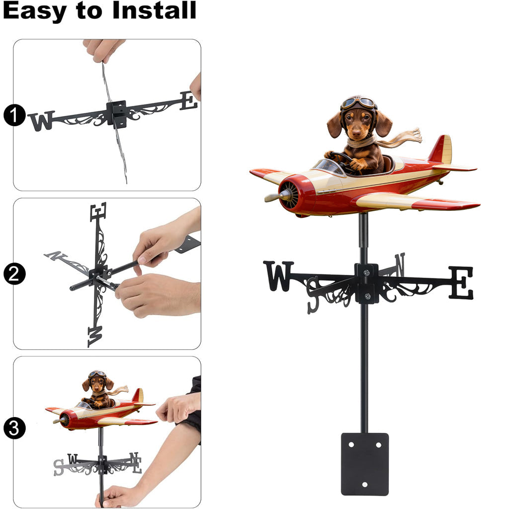 Custom Photo Cute Chihuahua Pilot Weather Vane, Garden Pet Lover Gift