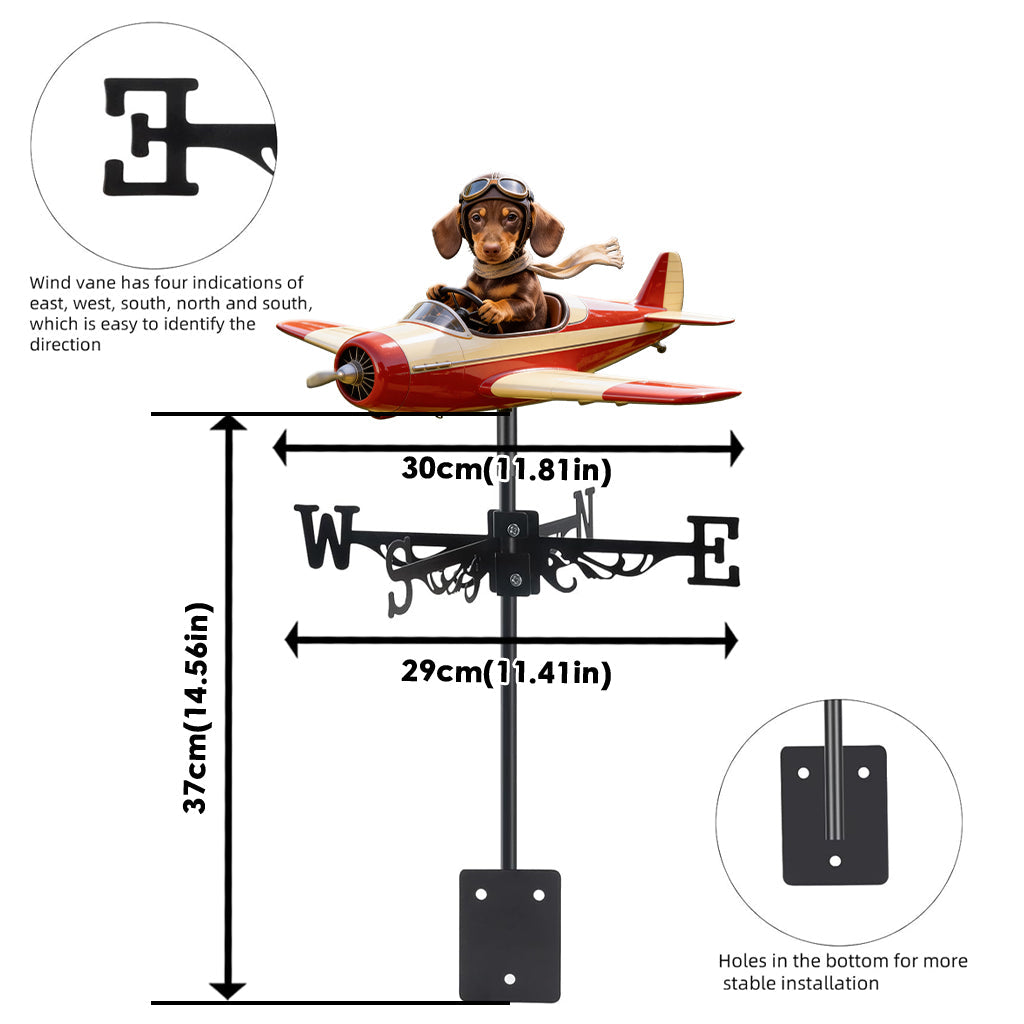 Custom Photo Pilot Shiba Inu Weather Vane, Pet Lover Garden Decor Gift