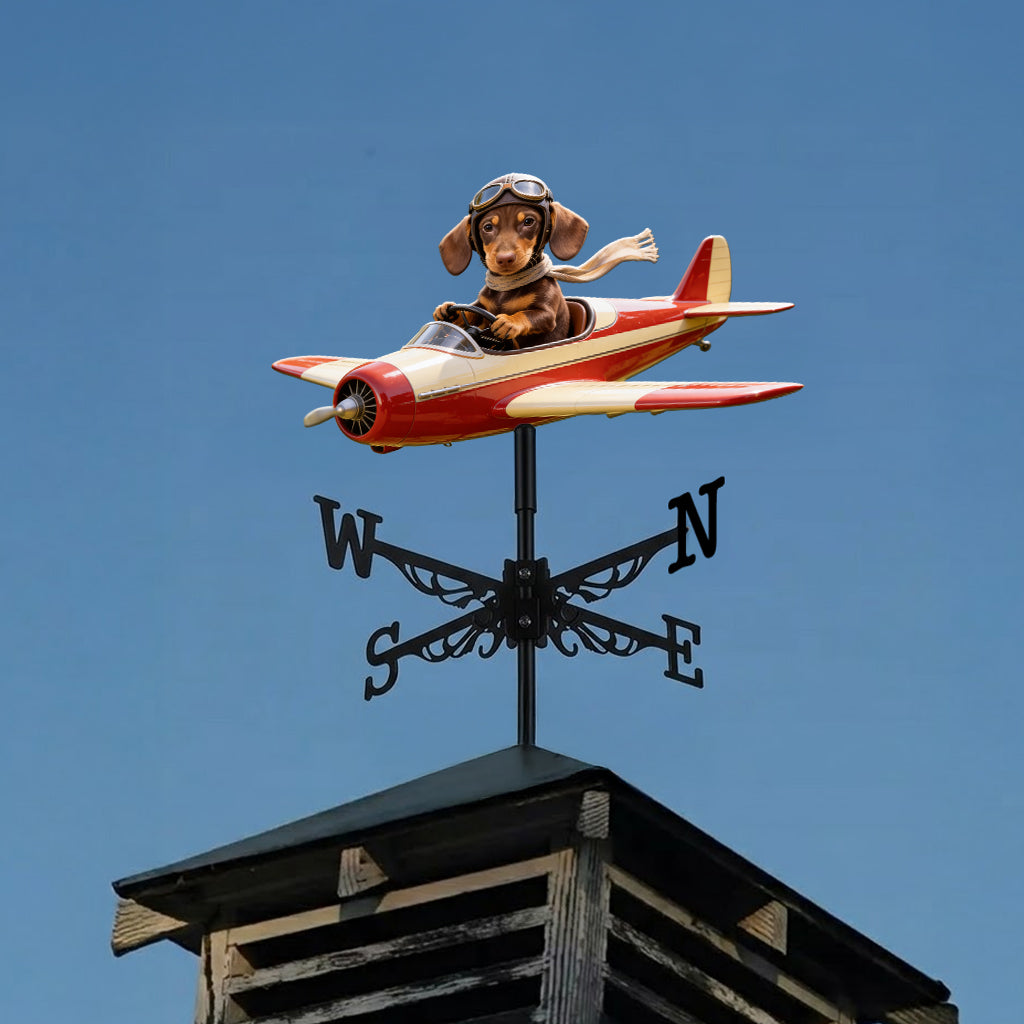 Custom Photo Welsh Corgi Pilot Airplane Weather Vane Garden Pet Lover Gift