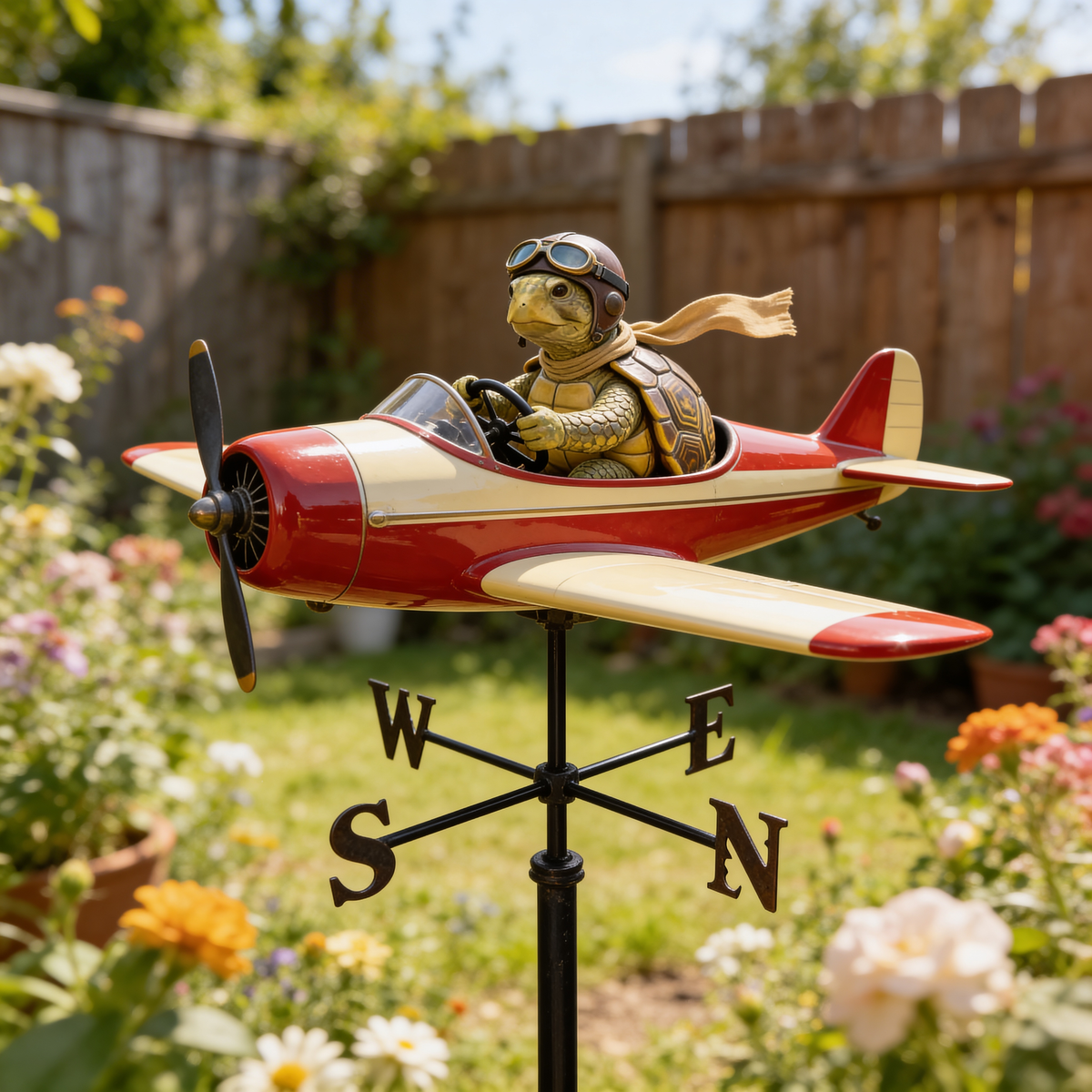 Custom Photo Fluffy Pomeranian Pilot Weather Vane Pet Lover Garden Decor