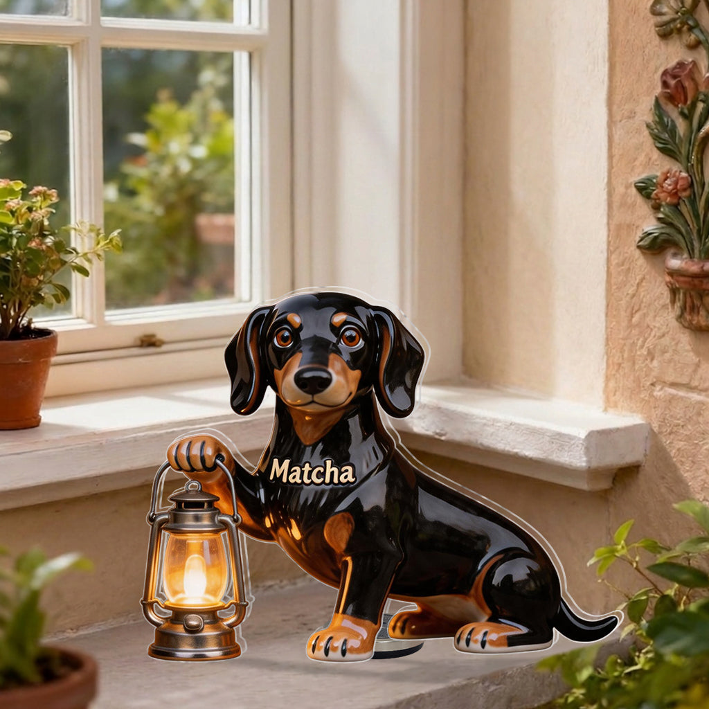 Personalized Siberian Husky Solar Acrylic Light Dog Lover Garden Decor
