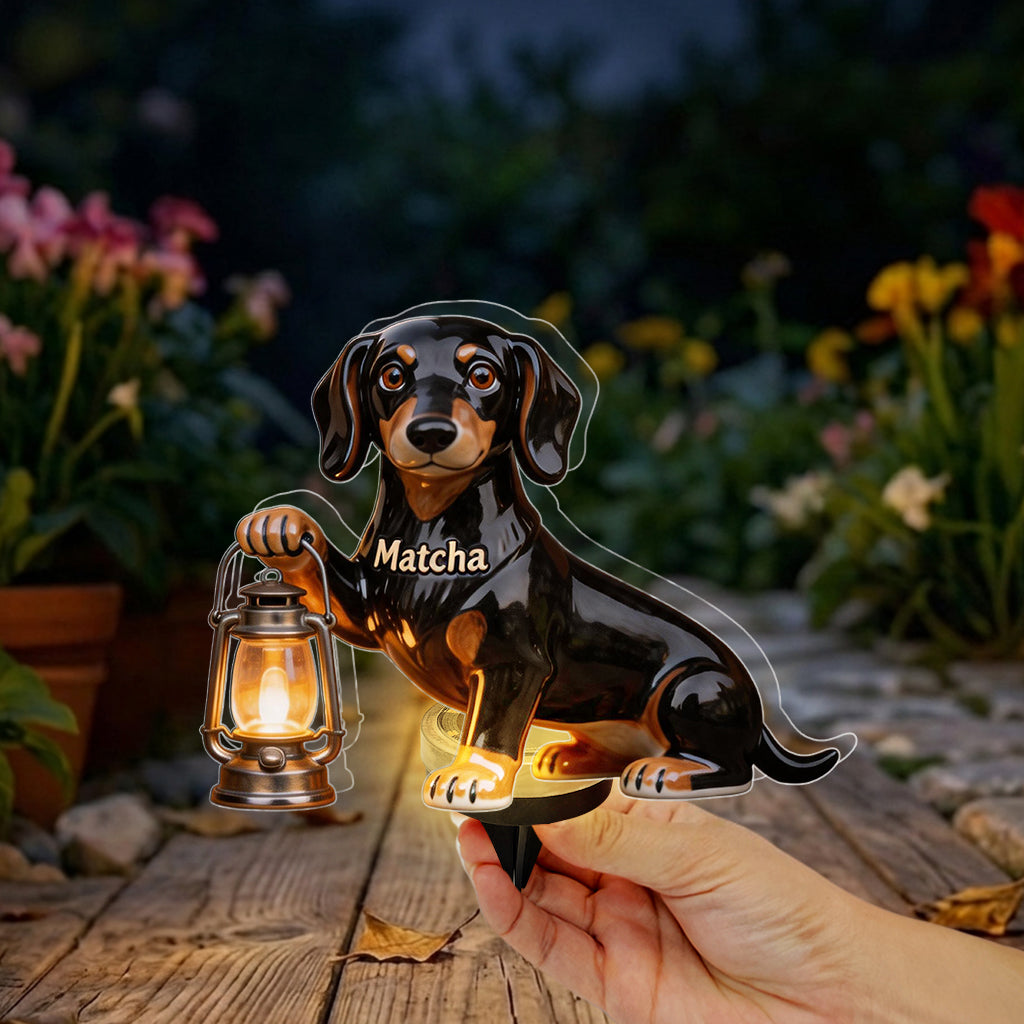 Personalized Sitting Fawn Pug Solar Acrylic Light Garden Decor Dog Lover Gift