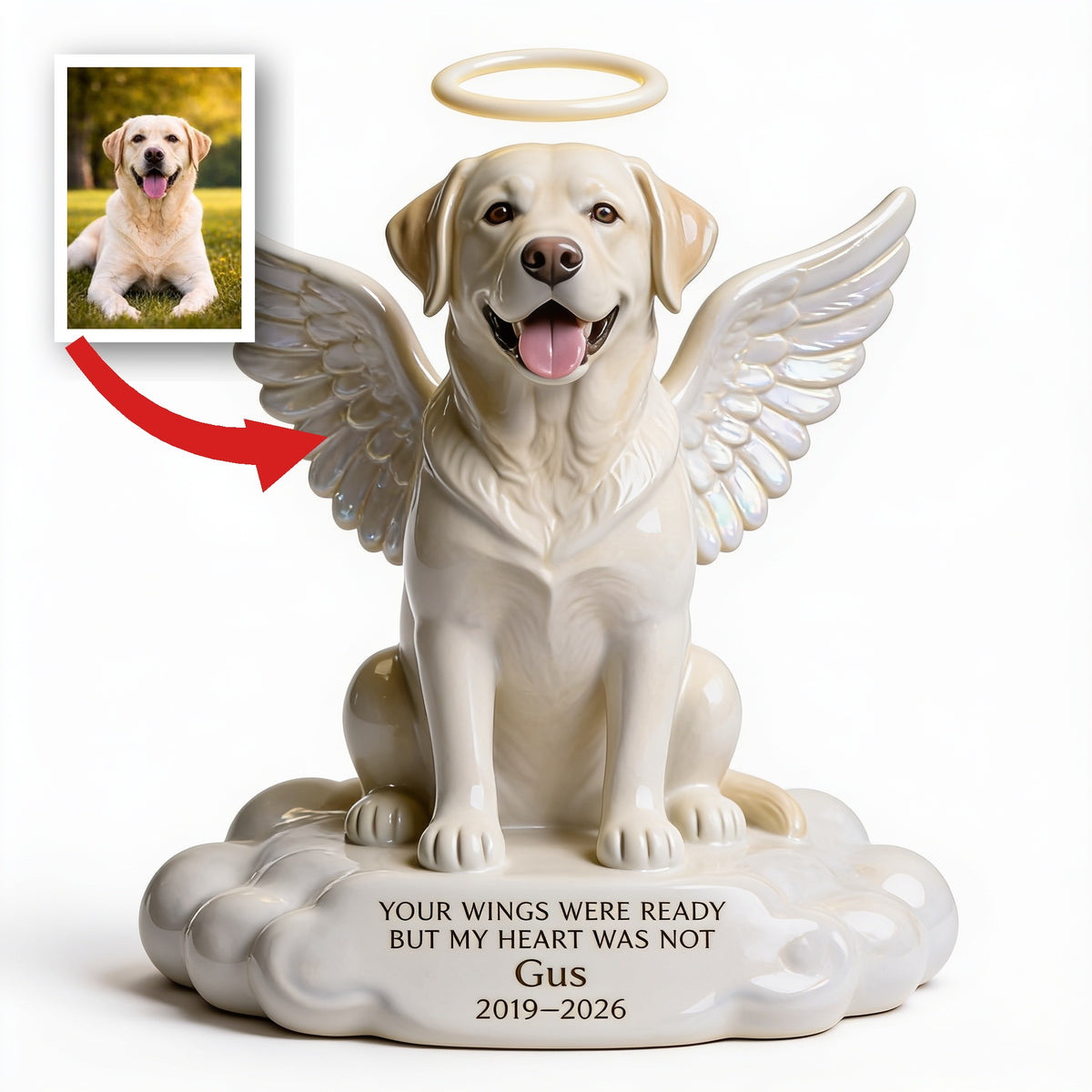 Custom Photo Angel Yellow Labrador Retriever Acrylic Plaque Dog Memorial Gift