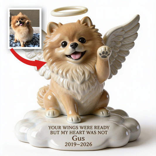 Custom Photo Fluffy Pomeranian Angel Dog Memorial Shaped Acrylic Plaque Pet Loss Gift
