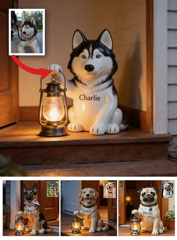 Personalized Siberian Husky Solar Acrylic Light Dog Lover Garden Decor