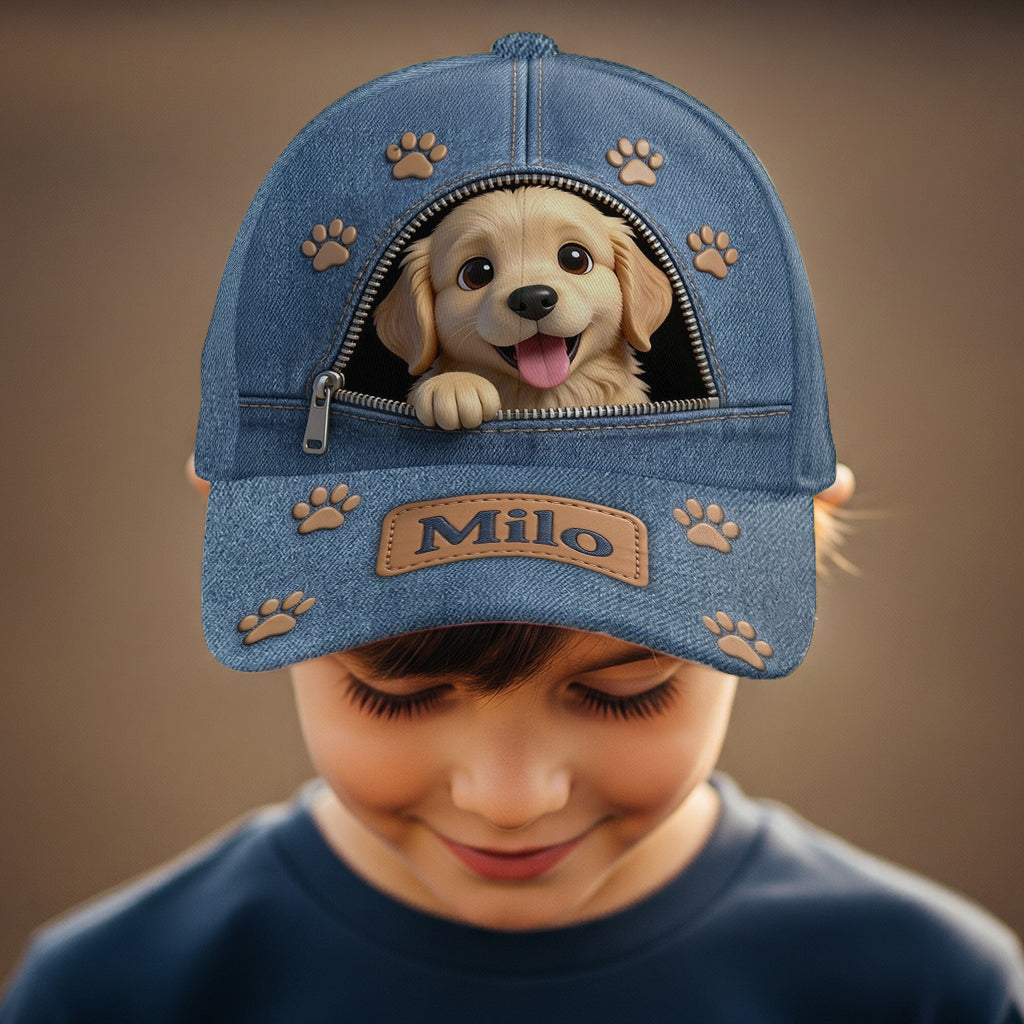 Custom Photo Curly Brown Poodle Puppy Classic Cap Dog Lover Gift