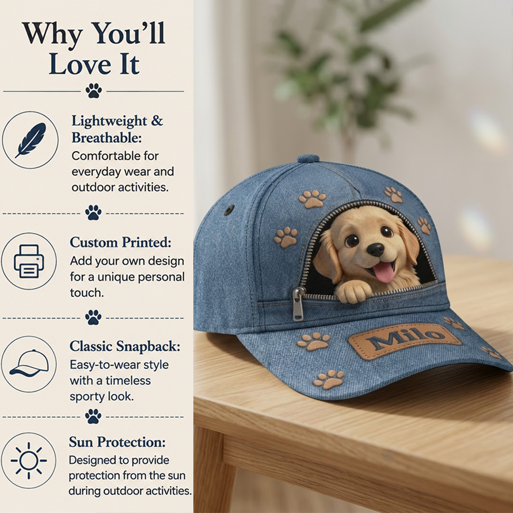 Custom Photo Curly Brown Poodle Puppy Classic Cap Dog Lover Gift