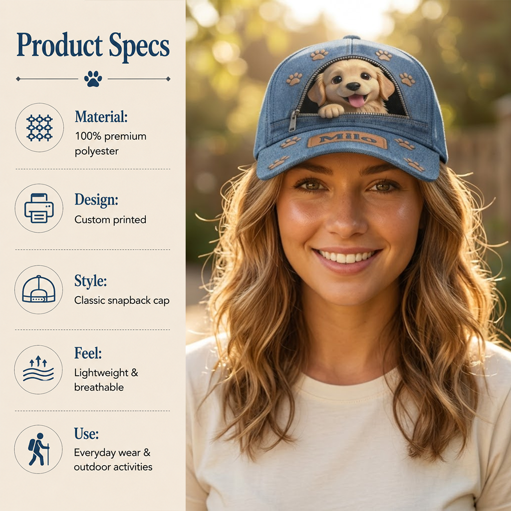Custom Photo Tiny Chihuahua Puppy Classic Cap Dog Lover Gift