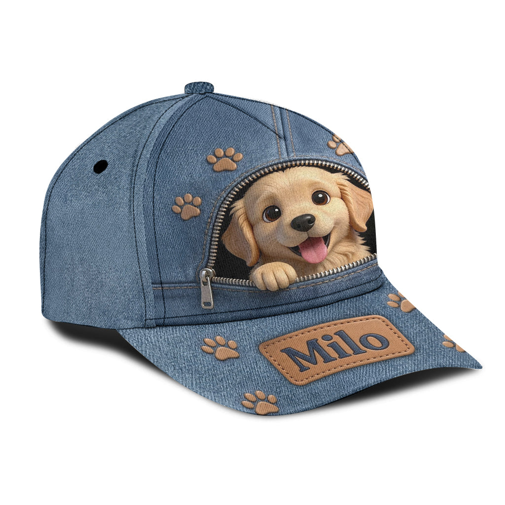 Custom Photo Fluffy Brown Pomeranian Classic Cap Dog Lover Gift
