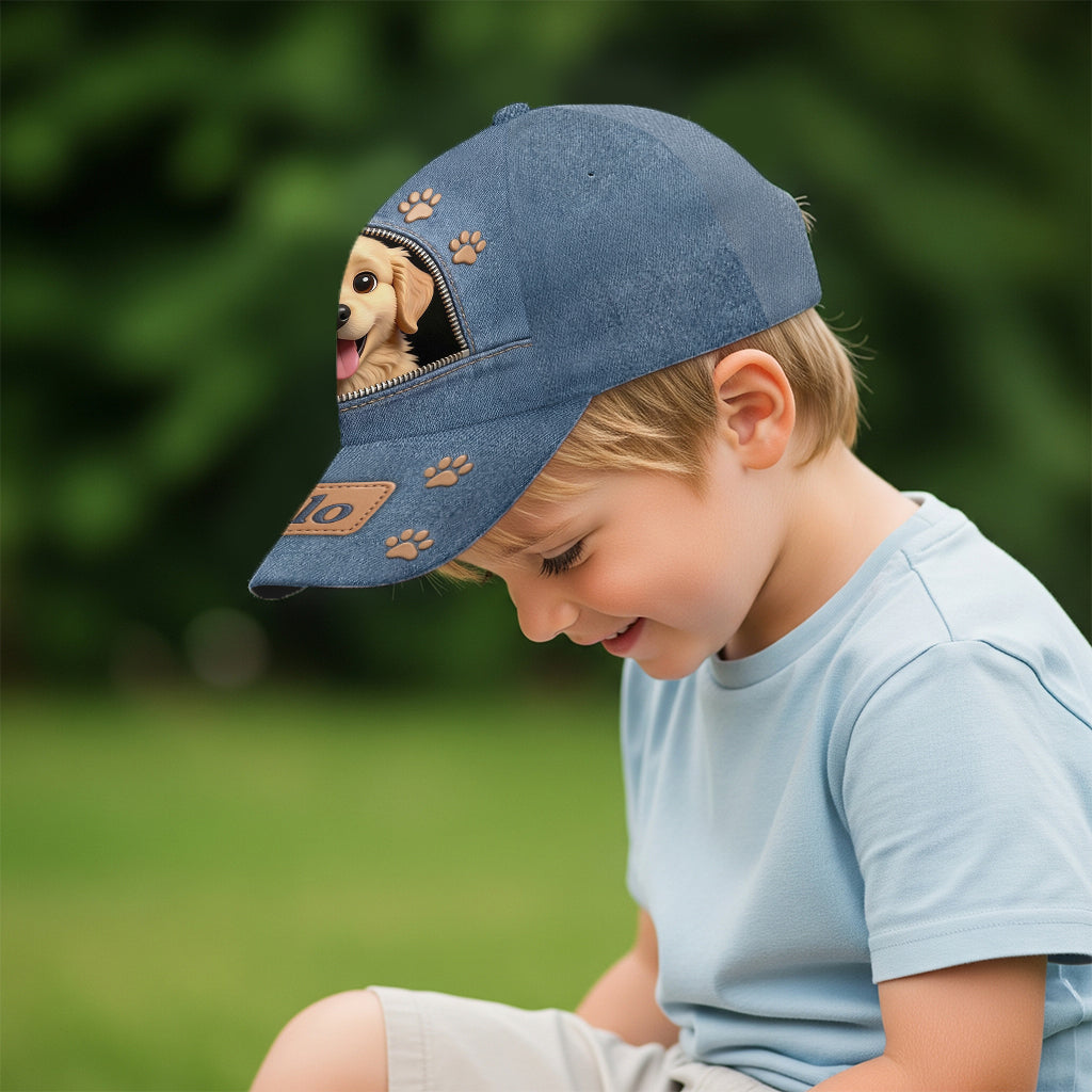 Custom Photo Fluffy Brown Pomeranian Classic Cap Dog Lover Gift
