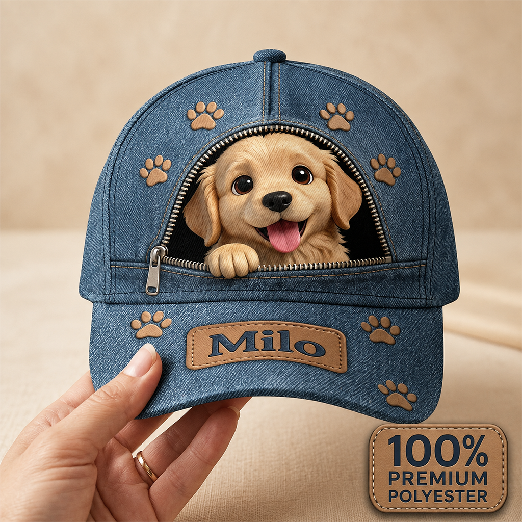 Custom Photo Fluffy Blue-Eyed Siberian Husky Classic Cap Dog Lover Gift