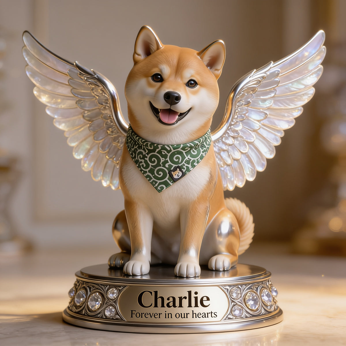 Personalized Angel Shiba Inu Custom Shaped Acrylic Plaque Pet Memorial Gift