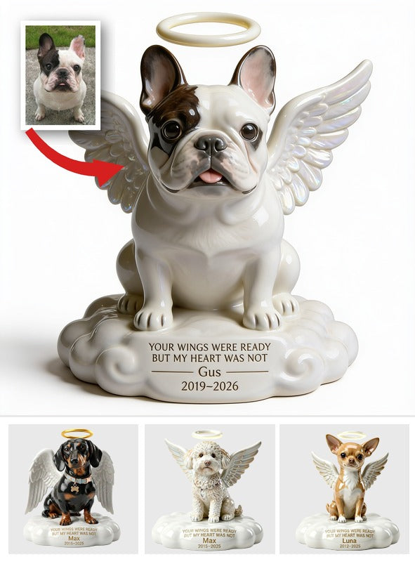 Custom Photo Angel French Bulldog Memorial Shaped Acrylic Plaque Dog Loss Gift