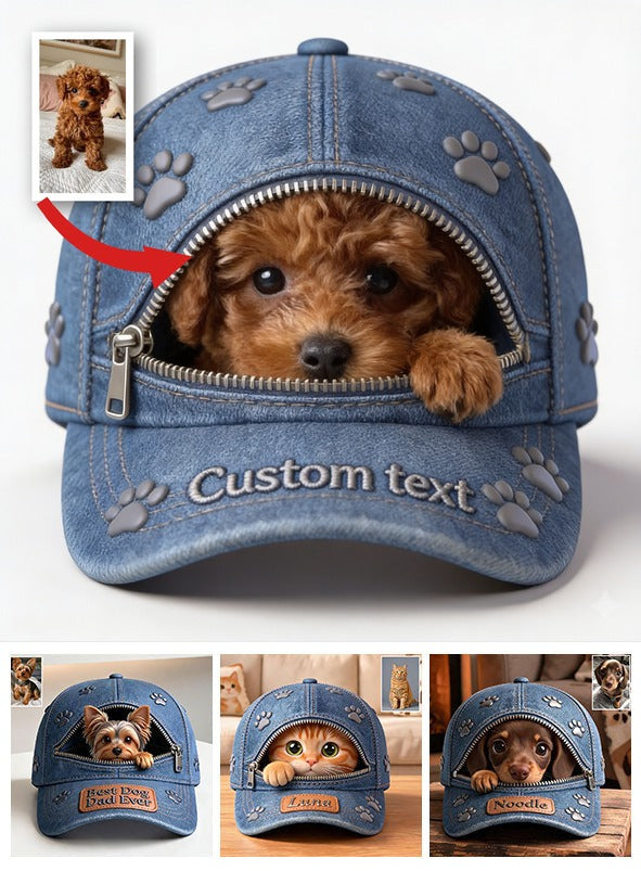Custom Photo Curly Brown Poodle Puppy Classic Cap Dog Lover Gift