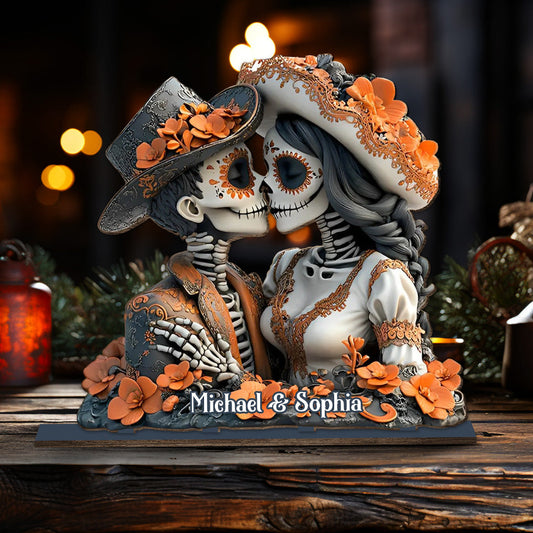 Lovers - Personalized Skull 1 Layered Big Freestanding