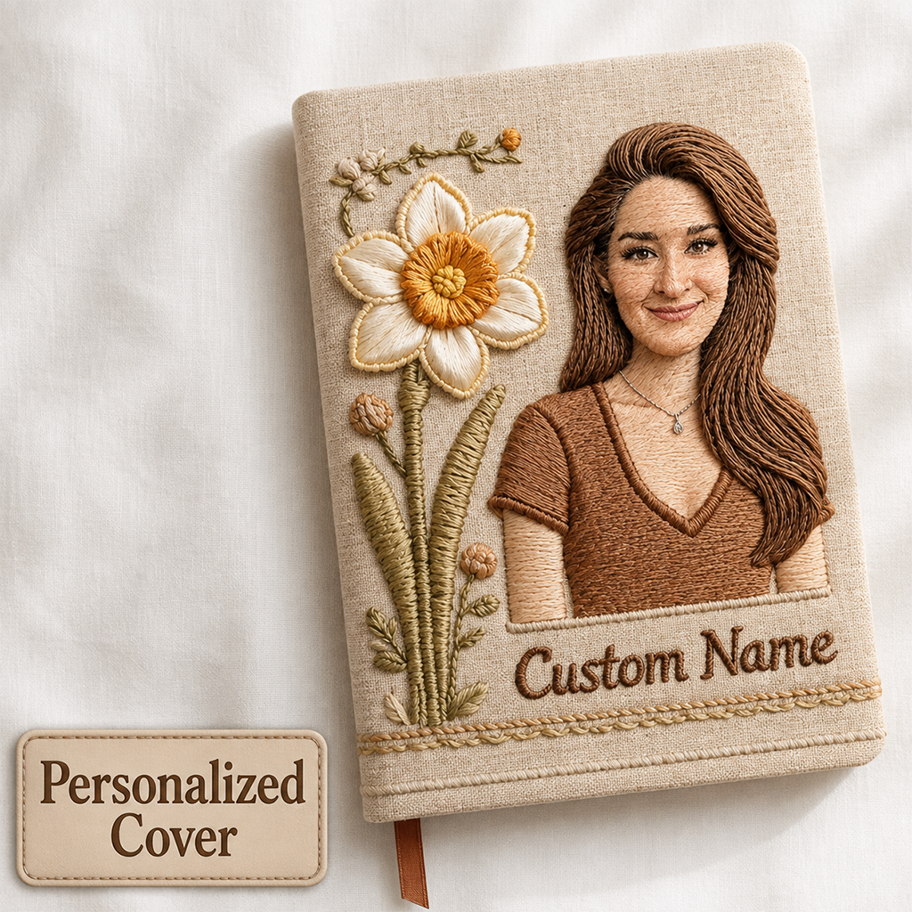 Personalized Birth Month Flower Leather Journal Custom Name Gift For Latina Mom