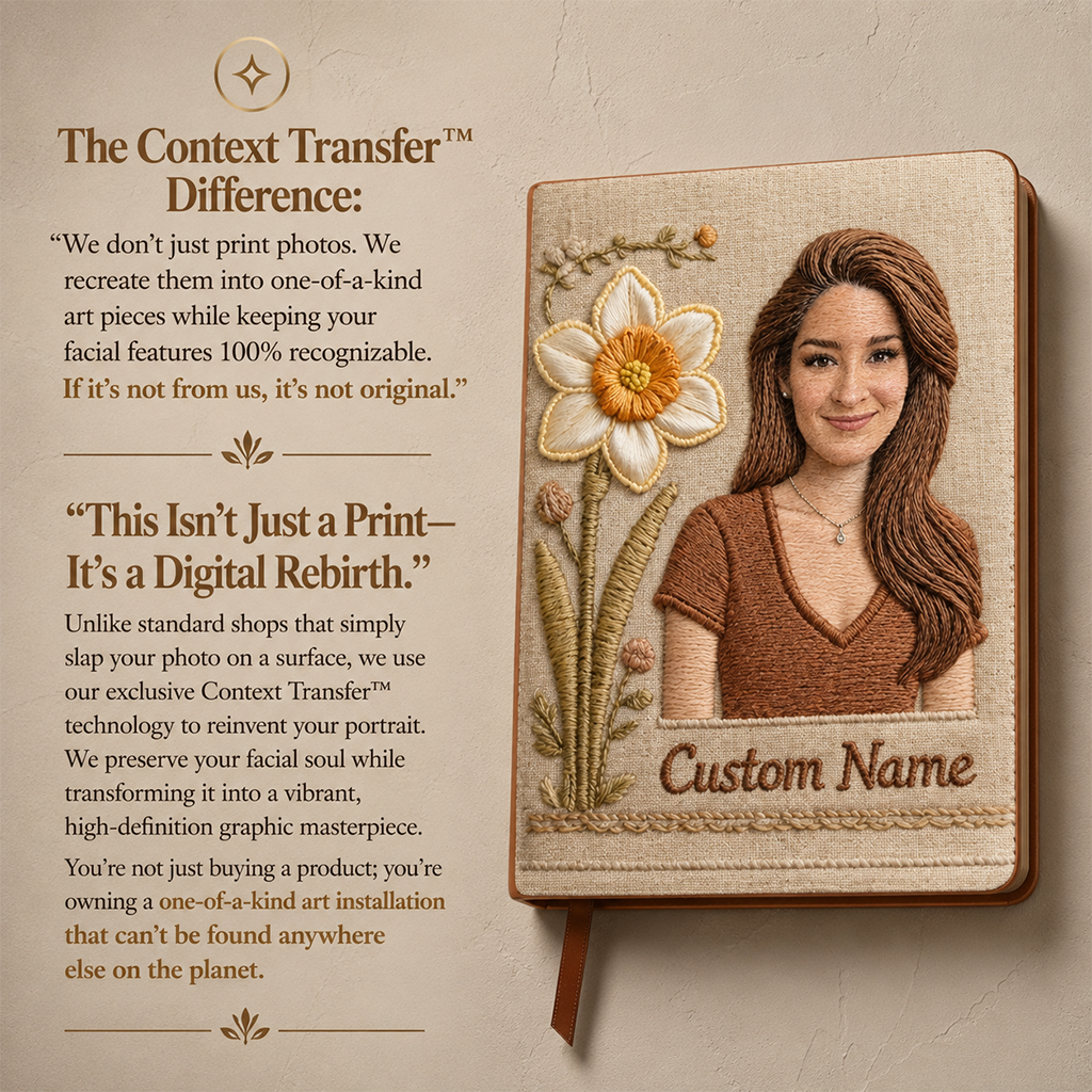 Personalized Birth Month Flower Latina Woman Floral Embroidered Leather Journal Self Love Gift