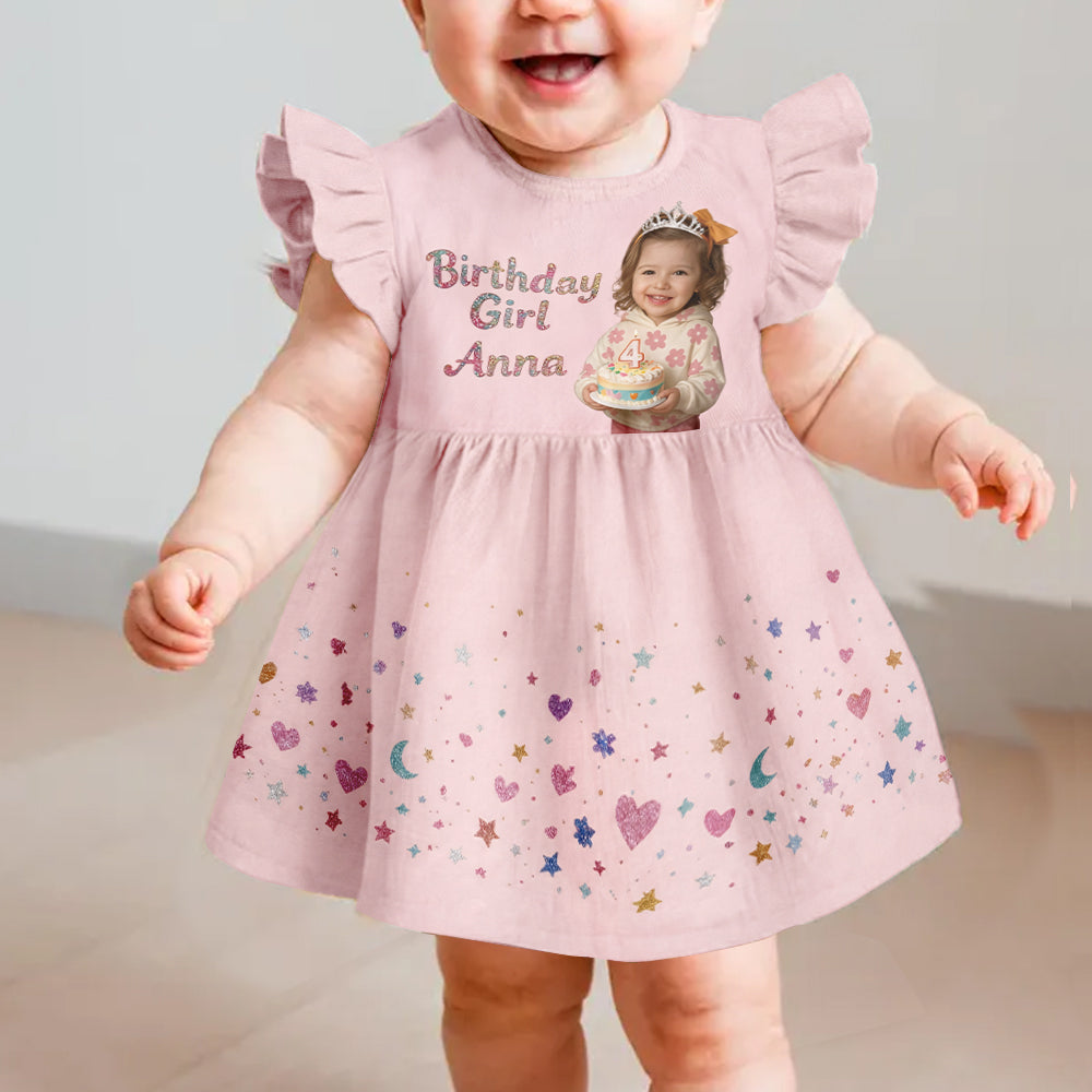 Personalized Birthday Little Latina Girl Ruffle Sleeve Dress, Custom Kid Gift