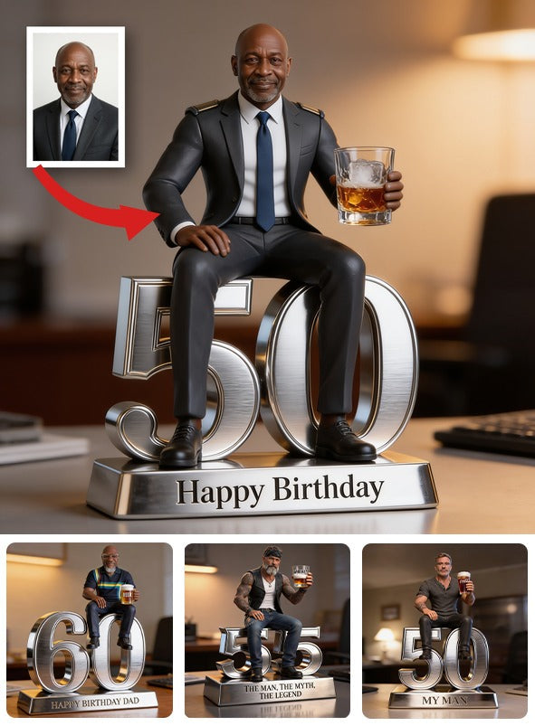 Personalized Birthday Senior Black Man 50th Acrylic Plaque Gift for Dad Husband Grandpa