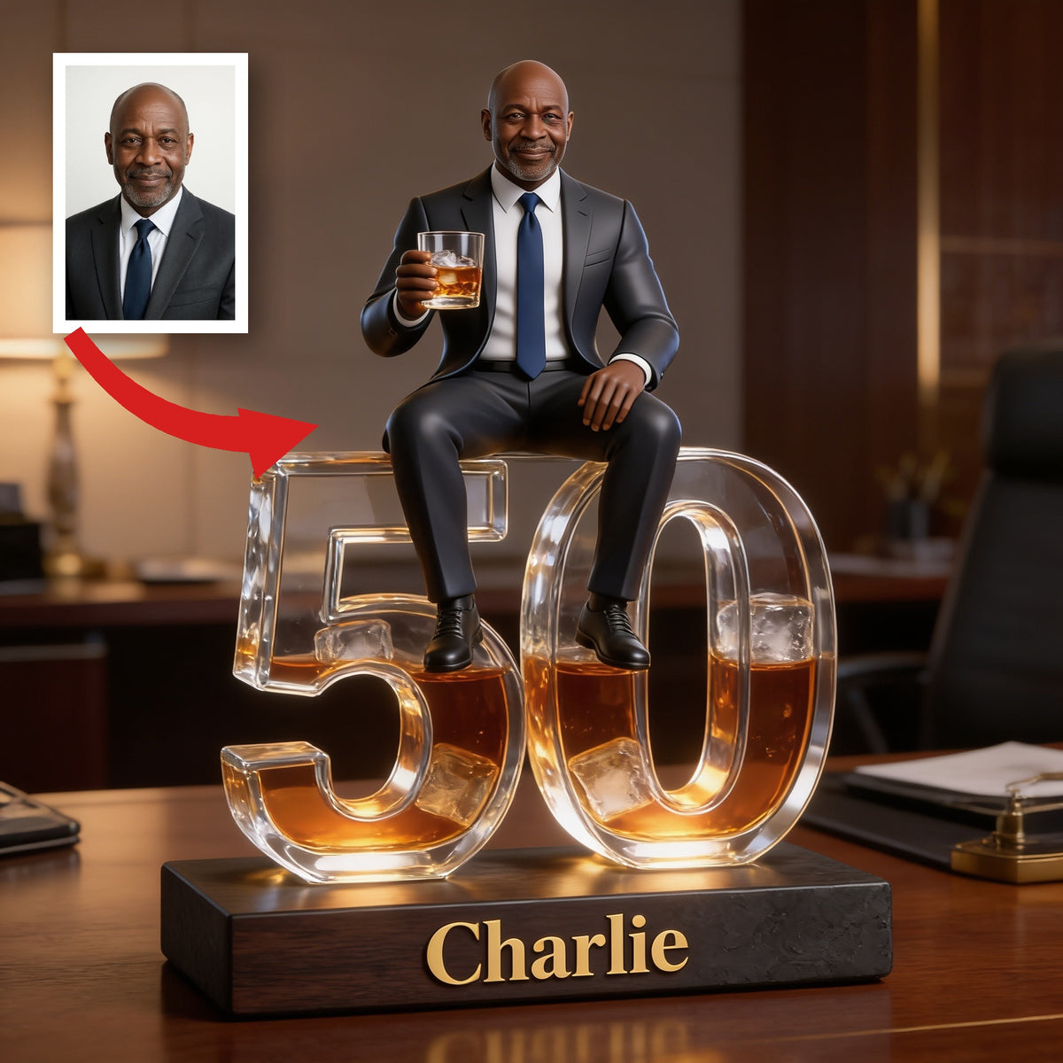 Personalized 50th Birthday Senior Black Man Custom Shaped Acrylic Plaque Gift