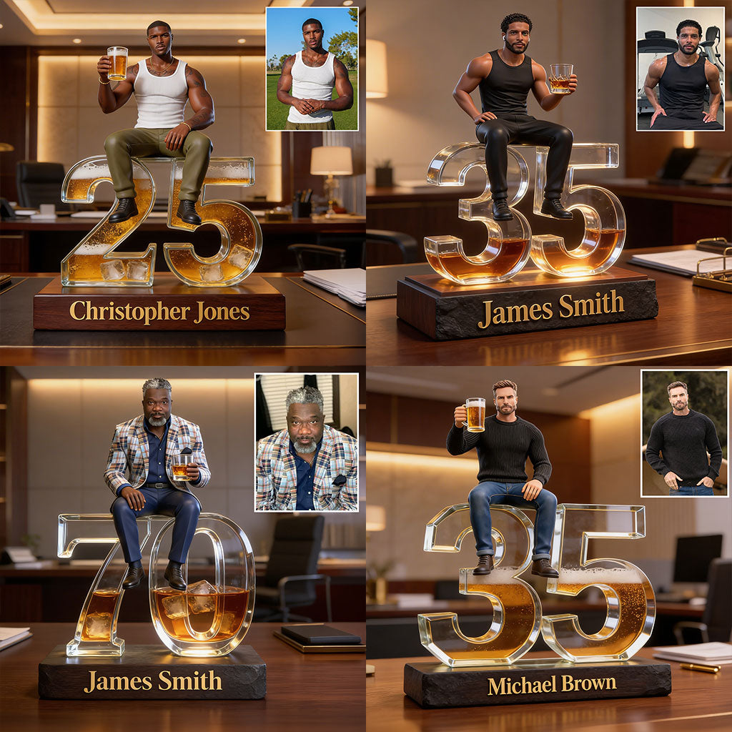 Personalized 50th Birthday Senior Black Man Custom Shaped Acrylic Plaque Gift