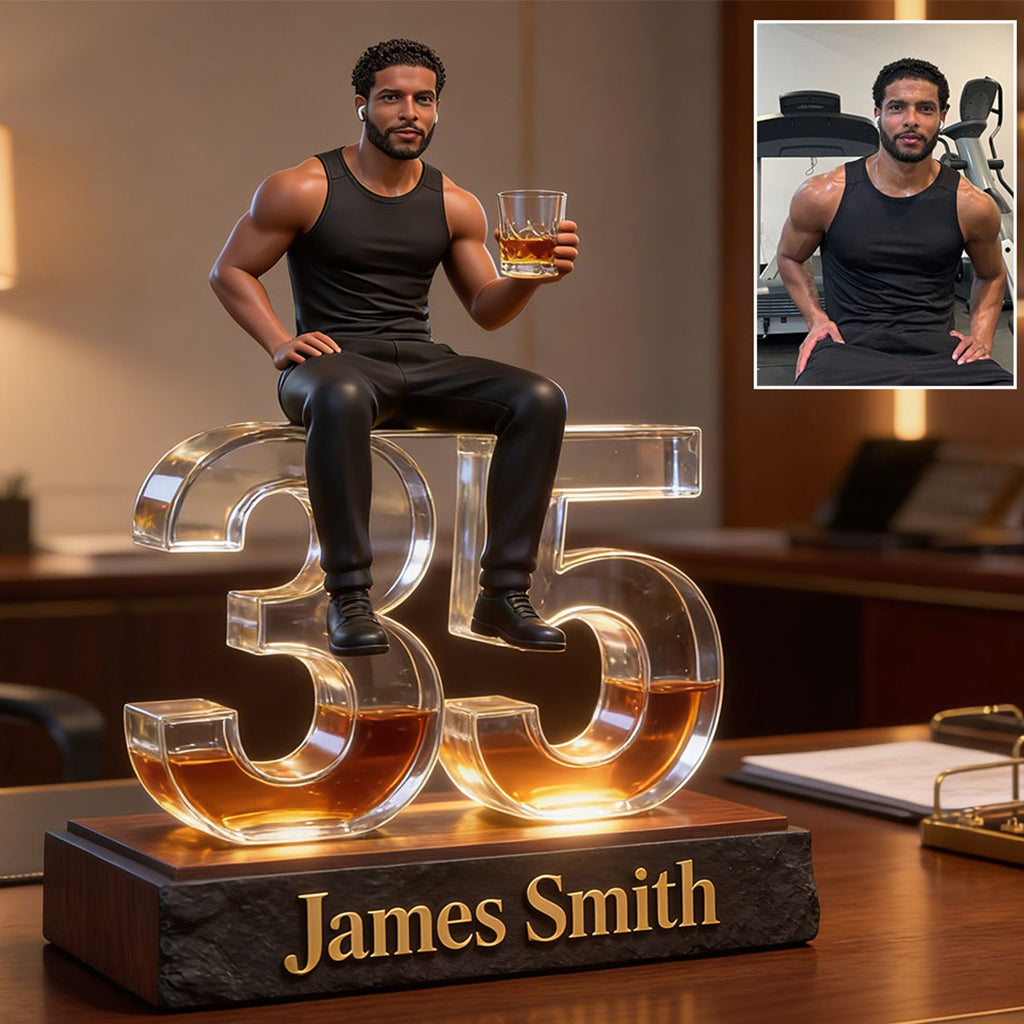 Personalized 21st Birthday Black Man Custom Shaped Acrylic Plaque Gift for Him