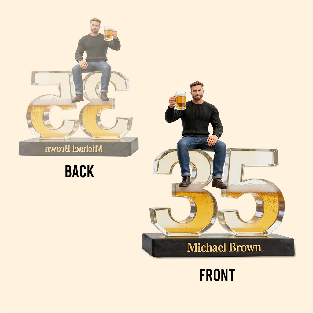 Personalized 21st Birthday Black Man Custom Shaped Acrylic Plaque Gift for Him